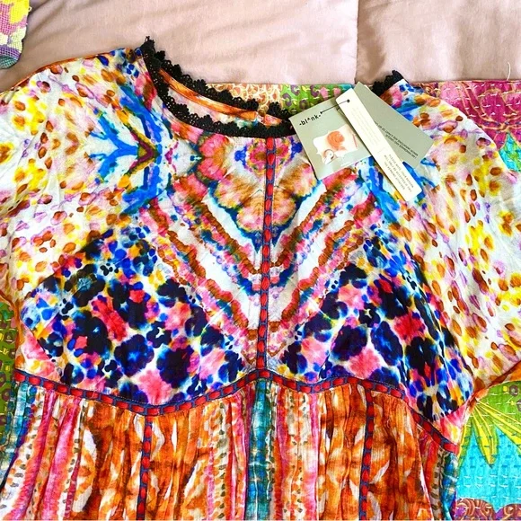 NWT Bl-ank London Anthropologie water color tie dye short sleeve dress small - Picture 9 of 13